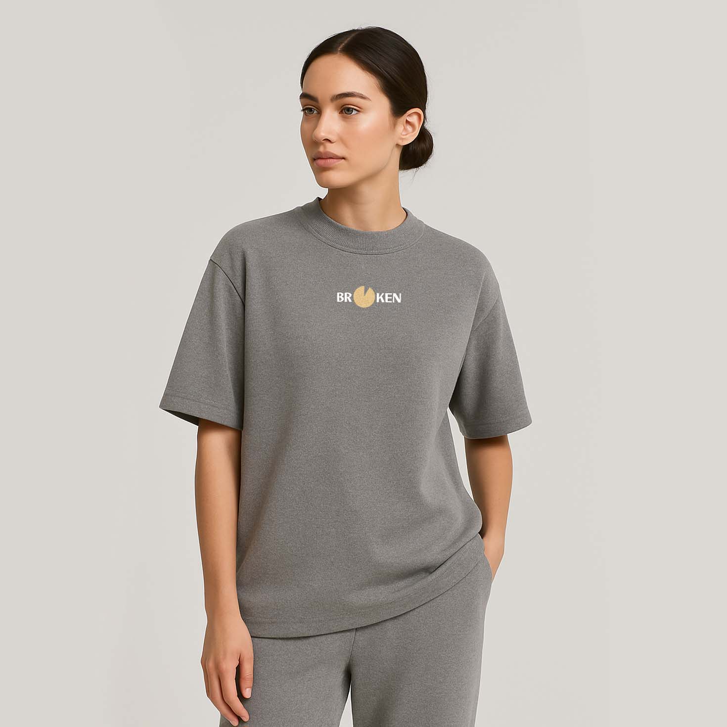grey-christian-tshirt-broken-minimal-women-model-fashion-front-view